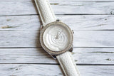 Guess Rosette Analog White Dial White Leather Strap Watch For Women - W75043L1 Buy Now By Guess