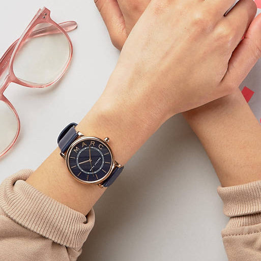 Marc Jacobs Roxy Navy Blue Dial Blue Leather Strap Watch for Women - MJ1534 Buy Now By Marc Jacobs