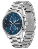 Hugo Boss Skymaster Chronograph Blue Dial Silver Steel Strap Watch for Men - 1513784