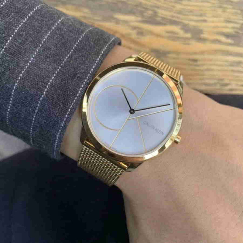 Calvin Klein Minimal White Dial Gold Mesh Bracelet Watch for Men - K3M21526 Buy Now By Calvin Klein