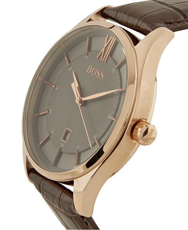 Hugo Boss Ambassador Grey Dial Brown Leather Strap Watch for Men - 1513387 Buy Now By Hugo Boss
