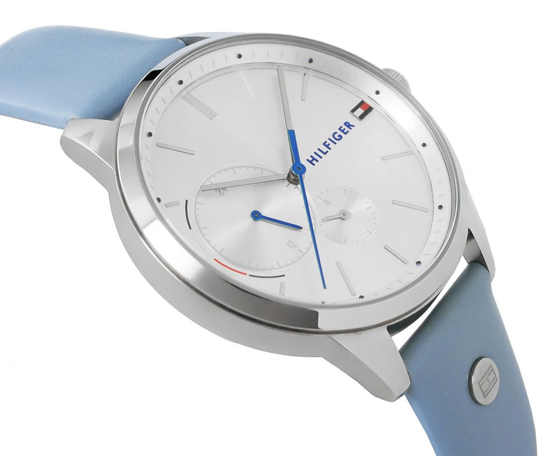 Shop Tommy Hilfiger Brooke Silver Dial Blue Leather Strap Watch for Women - 1782023 in USA