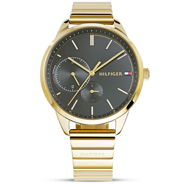 Shop Tommy Hilfiger Brooke Black Dial Gold Steel Strap Watch for Women - 1782019 in USA