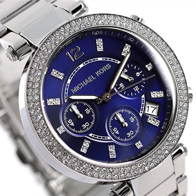 Michael Kors Parker Chronograph Blue Dial Silver Steel Strap Watch for Women - MK6117 Buy Now By Michael Kors