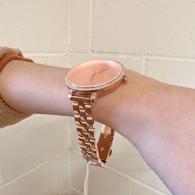 Michael Kors Charley Three-Hand Analog Rose Gold Dial Rose Gold Steel Strap Watch for Women - MK4400 Buy Now By Michael Kors