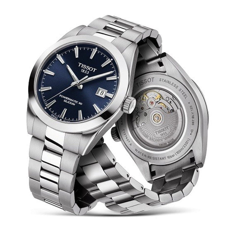 Tissot Gentlemen Powermatic 80 Silicium Blue Dial Silver Steel Strap Watch For Men - T127.407.11.041.00 Buy Now By Tissot