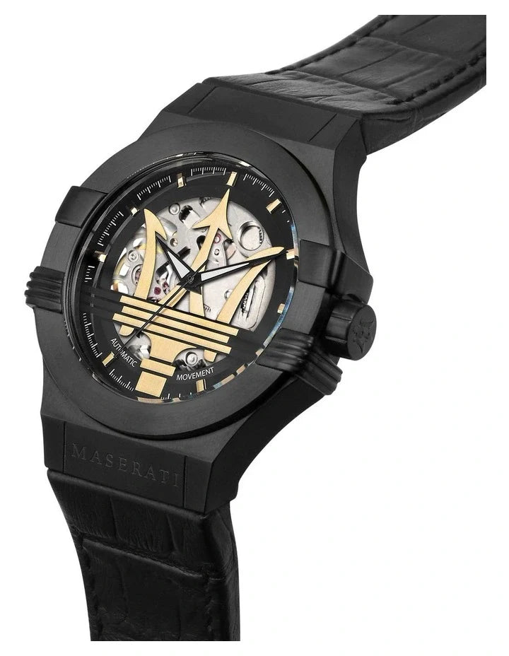 Maserati Potenza Automatic Black Dial Black Leather Strap Watch For Men - R8821108036 Buy Now By Maserati