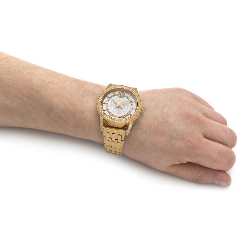 Versace Code Quartz Silver Dial Gold Steel Strap Watch For Men - VEPO00420 Buy Now By Versace