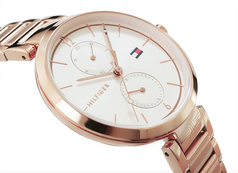 Shop Tommy Hilfiger Angela Quartz White Dial Rose Gold Steel Strap Watch for Women - 1782124 in USA