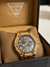 Guess Rigor Multi Function Black Dial Rose Gold Steel Strap Watch For Men - W0218G3 Buy Now By Guess