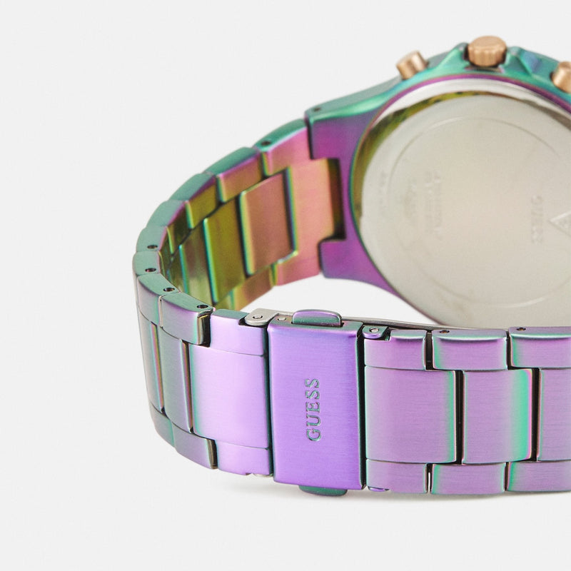 Guess Sparkler Silver Dial Purple Steel Strap Watch For Women - GW0111L5 Buy Now By Guess
