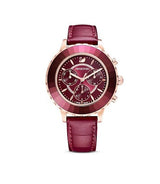 Shop Swarovski Octea Lux Chrono Red Dial Red Leather Strap Watch for Women - 5547642 in USA