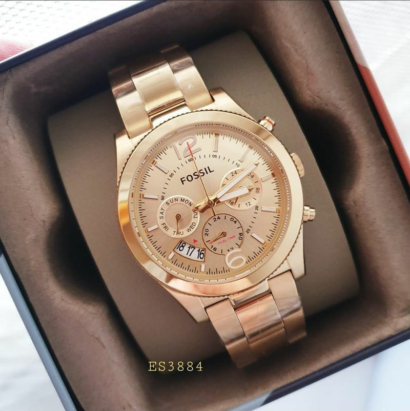Fossil Boyfriend Gold Dial Gold Steel Strap Watch for Women - ES3884 Buy Now By Fossil