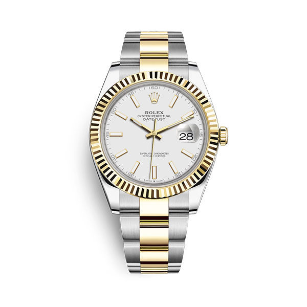 Shop Rolex Datejust 41 Oyster White Dial Two Tone Oystersteel & Yellow Gold Strap Watch for Men - M126333-0015 in USA