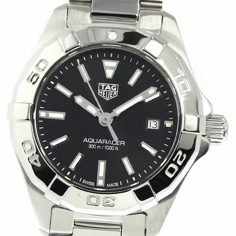 Shop Tag Heuer Aquaracer Quartz Black Dial Silver Steel Strap Watch for Women - WBD1410.BA0741 in USA