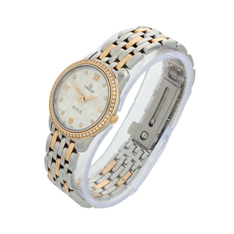 Shop Omega De Ville Prestige Quartz Diamonds Silver Dial Two Tone Steel Strap Watch for Women - 424.25.27.60.52.001 in USA
