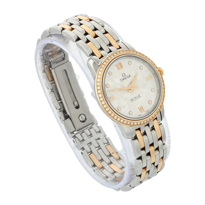 Shop Omega De Ville Prestige Quartz Diamonds Silver Dial Two Tone Steel Strap Watch for Women - 424.25.27.60.52.001 in USA