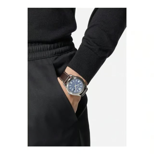 Versace Greca Time Quartz Blue Dial Brown Leather Strap Watch For Men - VE3K00122 Buy Now By Versace