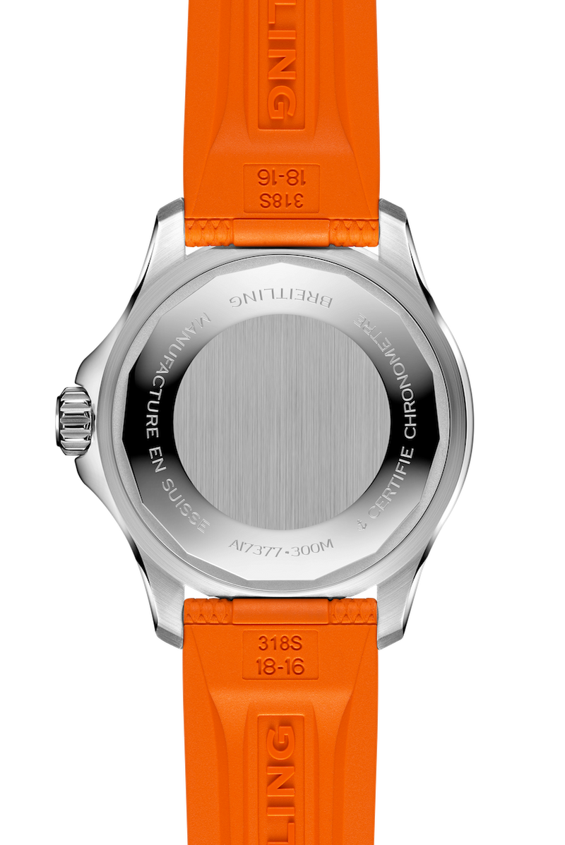 Breitling Superocean Automatic 36 Orange Dial Orange Rubber Strap Watch for Men - A17377211O1S1