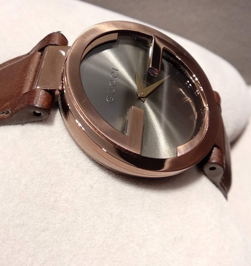 Gucci Interlocking Brown Dial Brown Leather Strap Watch For Women - YA133309 Buy Now By Gucci