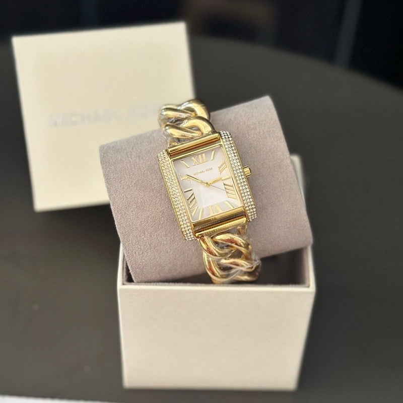 Michael Kors Emery Three Hand Silver Dial Gold Steel Strap Watch For Women - Mk7300 Buy Now By Michael Kors