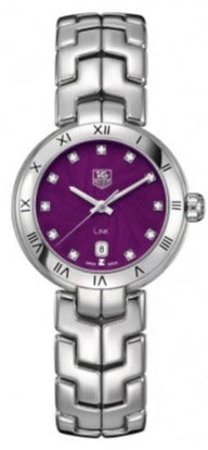 Shop Tag Heuer Link Diamonds Purple Dial Silver Steel Strap Watch for Women - WAT1418.BA0954 in USA