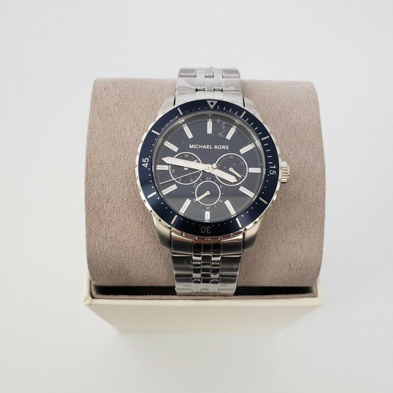 Michael Kors Cunningham Multifunction Blue Dial Silver Steel Strap Watch For Men - MK7153 Buy Now By Michael Kors