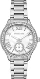 Michael Kors Sage Three-Hand White Dial Silver Steel Strap Watch for Women - MK4807