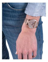 Guess Iconic Diamonds Rose Gold Dial Rose Gold Mesh Bracelet Watch For Women - GW0477L3 Buy Now By Guess