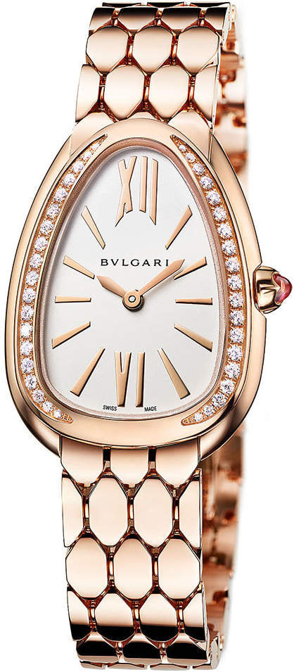 Bvlgari Serpenti Seduttori Diamonds Silver Dial Rose Gold Steel Strap Watch for Women - SERPENTI103146