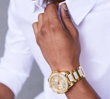 Shop Guess Continental Diamonds Gold Dial Gold Steel Strap Watch for Men - GW0261G2 in USA