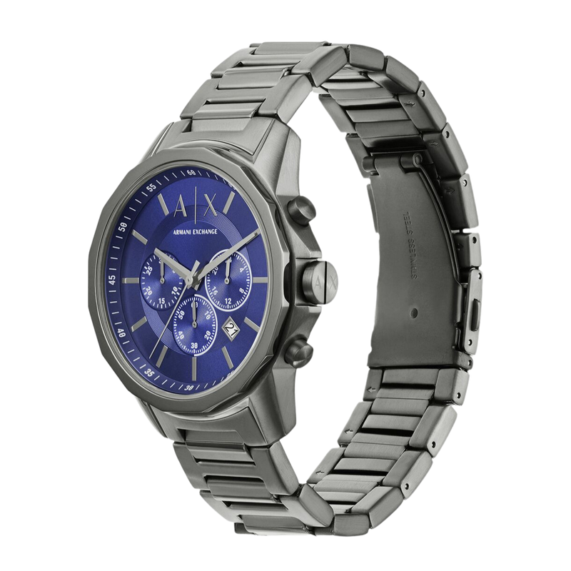 Armani Exchange Banks Chronograph Blue Dial Grey Steel Strap Watch For Men - AX1731 Buy Now By Armani Exchange