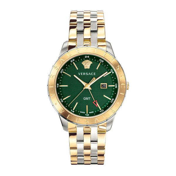 Versace Univers Quartz Green Dial Two Tone Steel Strap Watch for Men - VEBK00718 Buy Now By Versace