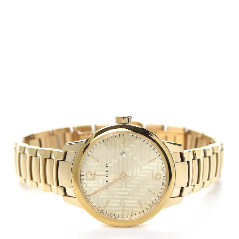 Shop Burberry The Classic Champagne Dial Gold Steel Strap Watch for Women - BU10109 in USA