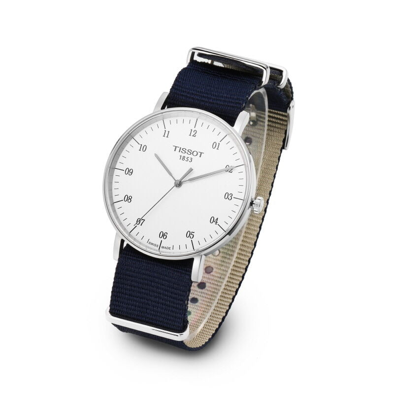 Tissot T Classic Everytime Large White Dial Blue NATO Strap Watch For Men - T109.610.17.037.00 Buy Now By Tissot