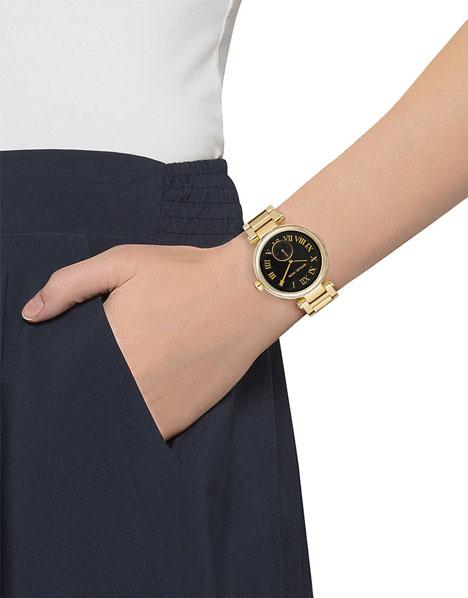 Michael Kors Skylar Black Dial Gold Steel Strap Watch for Women - MK5989 Buy Now By Michael Kors