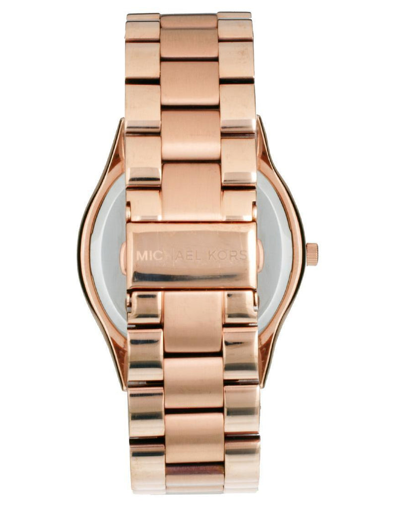 Shop Michael Kors Slim Runway Brown Dial Rose Gold Stainless Steel Strap Watch for Women - MK3181 in USA