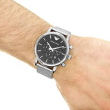 Emporio Armani Luigi Chronograph Blue Dial Silver Mesh Bracelet Watch For Men - AR80038 Buy Now By Emporio Armani