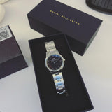 Daniel Wellington Iconic Link Black Dial Silver Steel Strap Watch For Women - DW00100208