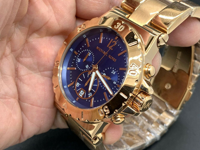 Michael Kors Bel Aire Blue Dial Rose Gold Steel Strap Watch for Women - MK5410 Buy Now By Michael Kors