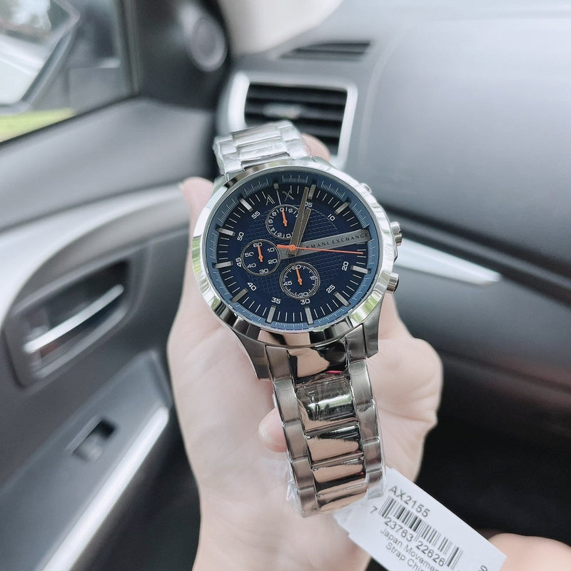 Armani Exchange Hampton Chronograph Blue Dial Silver Steel Strap Watch For Men - AX2155 Buy Now By Armani Exchange