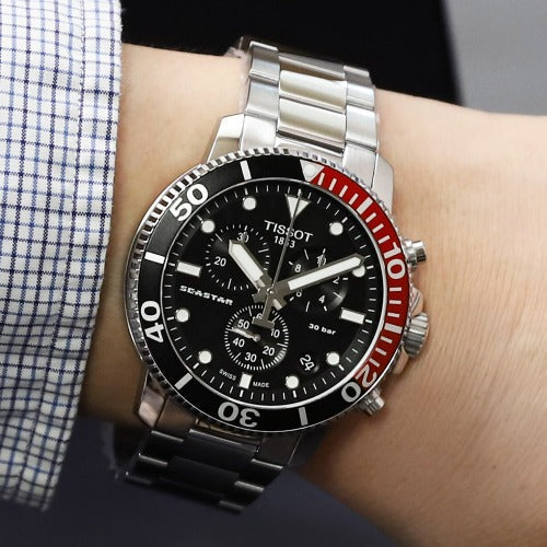 Tissot Seastar 1000 Chronograph Black Dial Silver Steel Strap Watch For Men - T120.417.11.051.01 Buy Now By Tissot