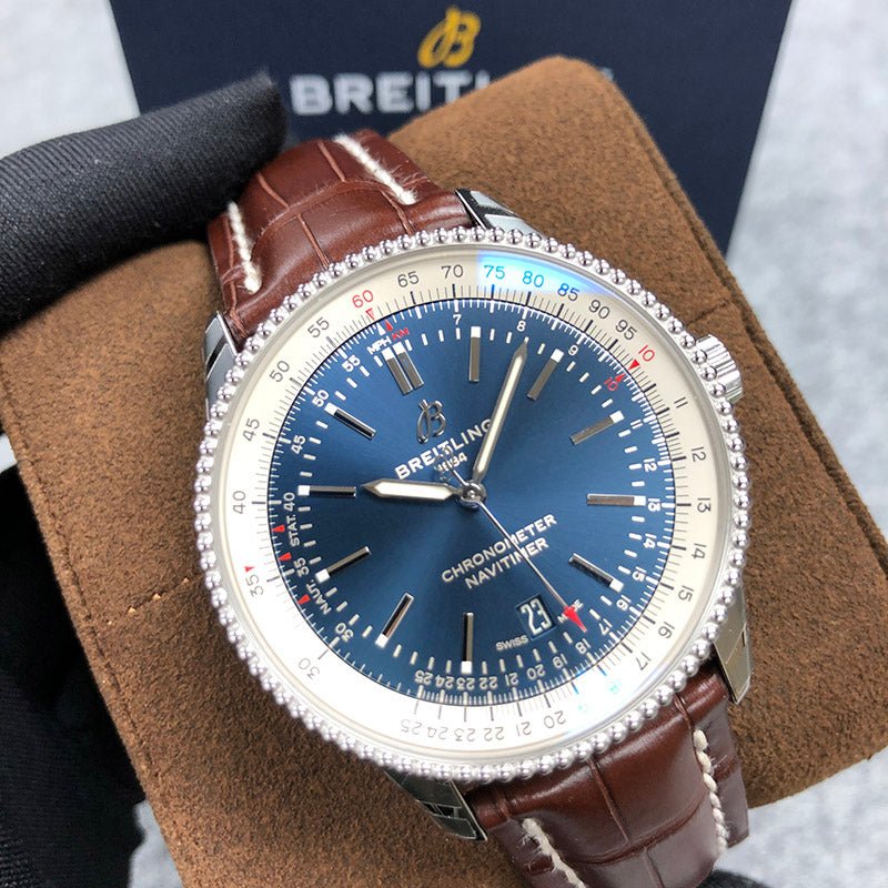 Shop Breitling Navitimer 1 Automatic 41mm Blue Dial Brown Leather Strap Mens Watch - A17326211C1P1 in USA