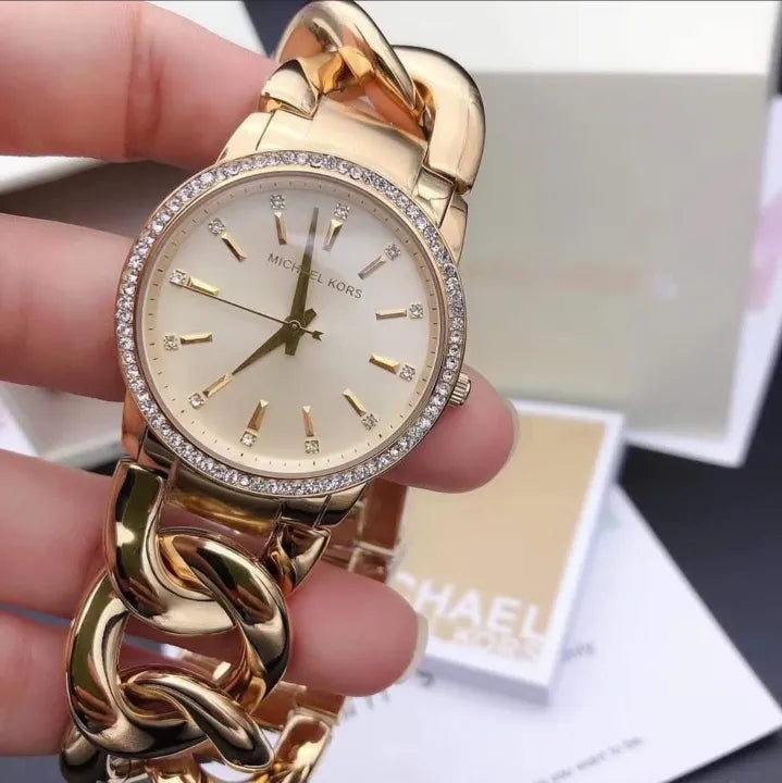 Michael Kors Nini Three Hand Gold Dial Gold Steel Strap Watch For Women - MK3235 Buy Now By Michael Kors