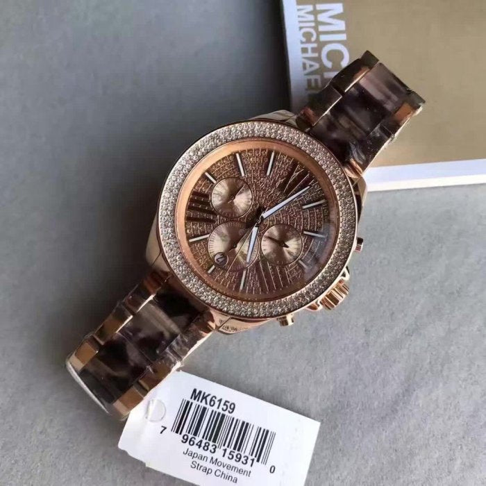 Michael Kors Wren Diamonds Rose Gold Dial Two Tone Steel Strap Watch for Women - MK6159 Buy Now By Michael Kors