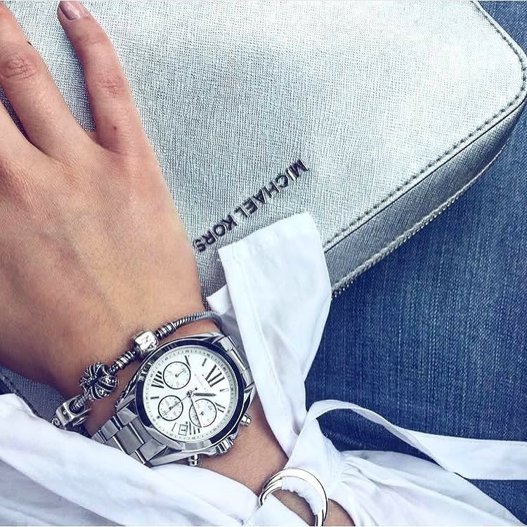 Michael Kors Bradshaw Chronograph Silver Dial Silver Steel Strap Watch for Women - MK6174 Buy Now By Michael Kors