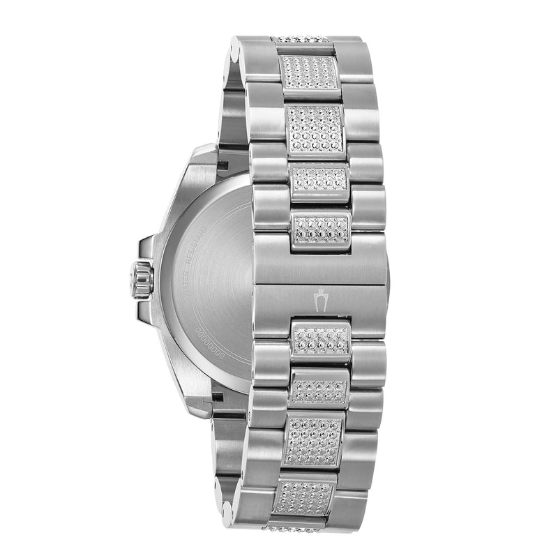 Bulova Crystal Collection Chronograph Black Dial Two Tone Steel Strap Watch for Men - 96C126 Buy Now By Bulova