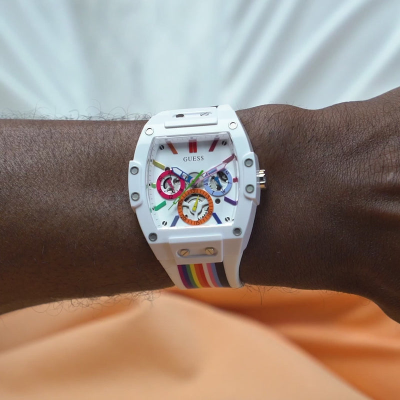 Guess Phoenix Analog White Dial White Silicone Strap Watch for Men - GW0720G1 Buy Now By Guess