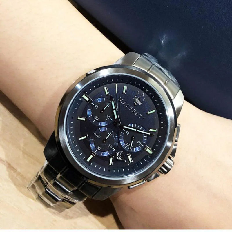 Maserati Successo Chronograph Blue Dial Black Steel Strap Watch For Men - R8873621005 Buy Now By Maserati
