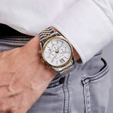 Michael Kors Lexington Silver Dial Two Tone Steel Strap Watch for Men - MK8344 Buy Now By Michael Kors